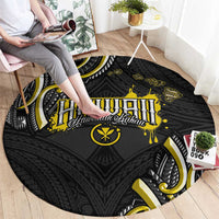 Traditional Art Hawaiian Kakau Tattoos Round Carpet Yellow Color - Polynesian Pride