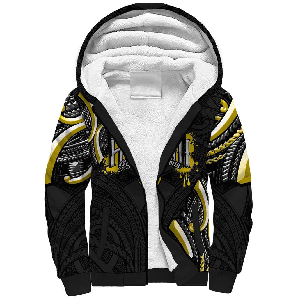 Traditional Art Hawaiian Kakau Tattoos Sherpa Hoodie Yellow Color - Polynesian Pride