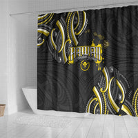 Traditional Art Hawaiian Kakau Tattoos Shower Curtain Yellow Color - Polynesian Pride