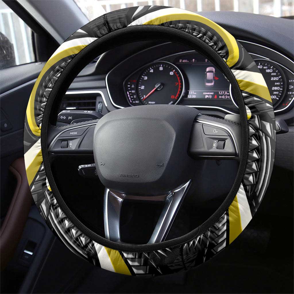 Traditional Art Hawaiian Kakau Tattoos Steering Wheel Cover Yellow Color - Polynesian Pride