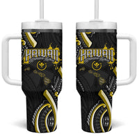 Traditional Art Hawaiian Kakau Tattoos Tumbler With Handle Yellow Color - Polynesian Pride