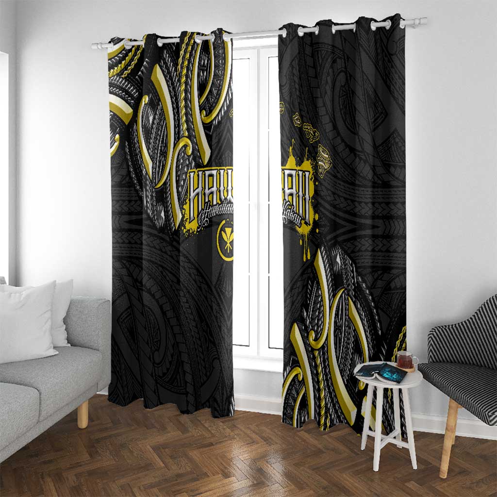 Traditional Art Hawaiian Kakau Tattoos Window Curtain Yellow Color - Polynesian Pride