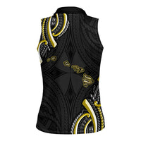 Traditional Art Hawaiian Kakau Tattoos Women Sleeveless Polo Shirt Yellow Color LT03 - Polynesian Pride