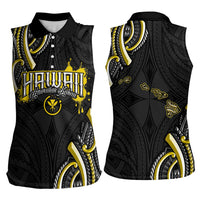Traditional Art Hawaiian Kakau Tattoos Women Sleeveless Polo Shirt Yellow Color LT03 - Polynesian Pride