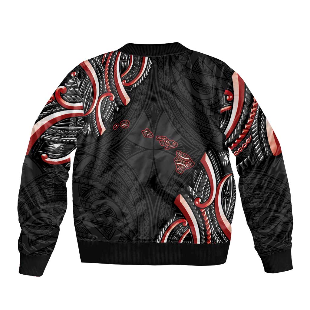 Traditional Art Hawaiian Kakau Tattoos Bomber Jacket Red Color - Polynesian Pride