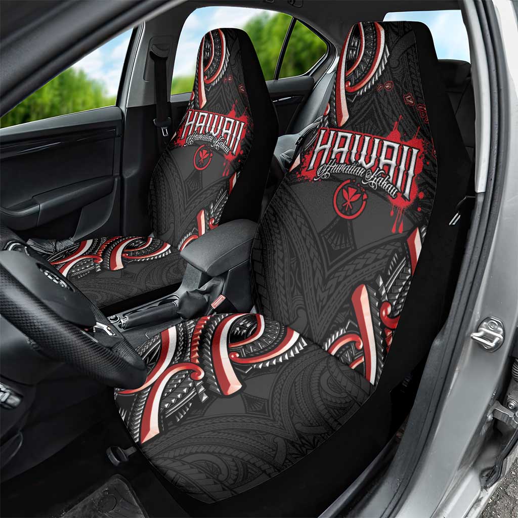 Traditional Art Hawaiian Kakau Tattoos Car Seat Cover Red Color - Polynesian Pride