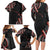 Traditional Art Hawaiian Kakau Tattoos Family Matching Long Sleeve Bodycon Dress and Hawaiian Shirt Red Color - Polynesian Pride