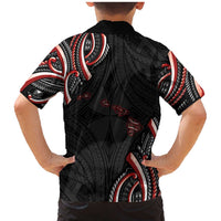 Traditional Art Hawaiian Kakau Tattoos Family Matching Mermaid Dress and Hawaiian Shirt Red Color LT03 - Polynesian Pride