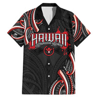 Traditional Art Hawaiian Kakau Tattoos Family Matching Mermaid Dress and Hawaiian Shirt Red Color LT03 Dad's Shirt - Short Sleeve Red - Polynesian Pride