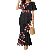 Traditional Art Hawaiian Kakau Tattoos Family Matching Mermaid Dress and Hawaiian Shirt Red Color LT03 Mom's Dress Red - Polynesian Pride