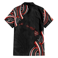 Traditional Art Hawaiian Kakau Tattoos Family Matching Off The Shoulder Long Sleeve Dress and Hawaiian Shirt Red Color - Polynesian Pride