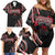 Traditional Art Hawaiian Kakau Tattoos Family Matching Off Shoulder Short Dress and Hawaiian Shirt Red Color - Polynesian Pride