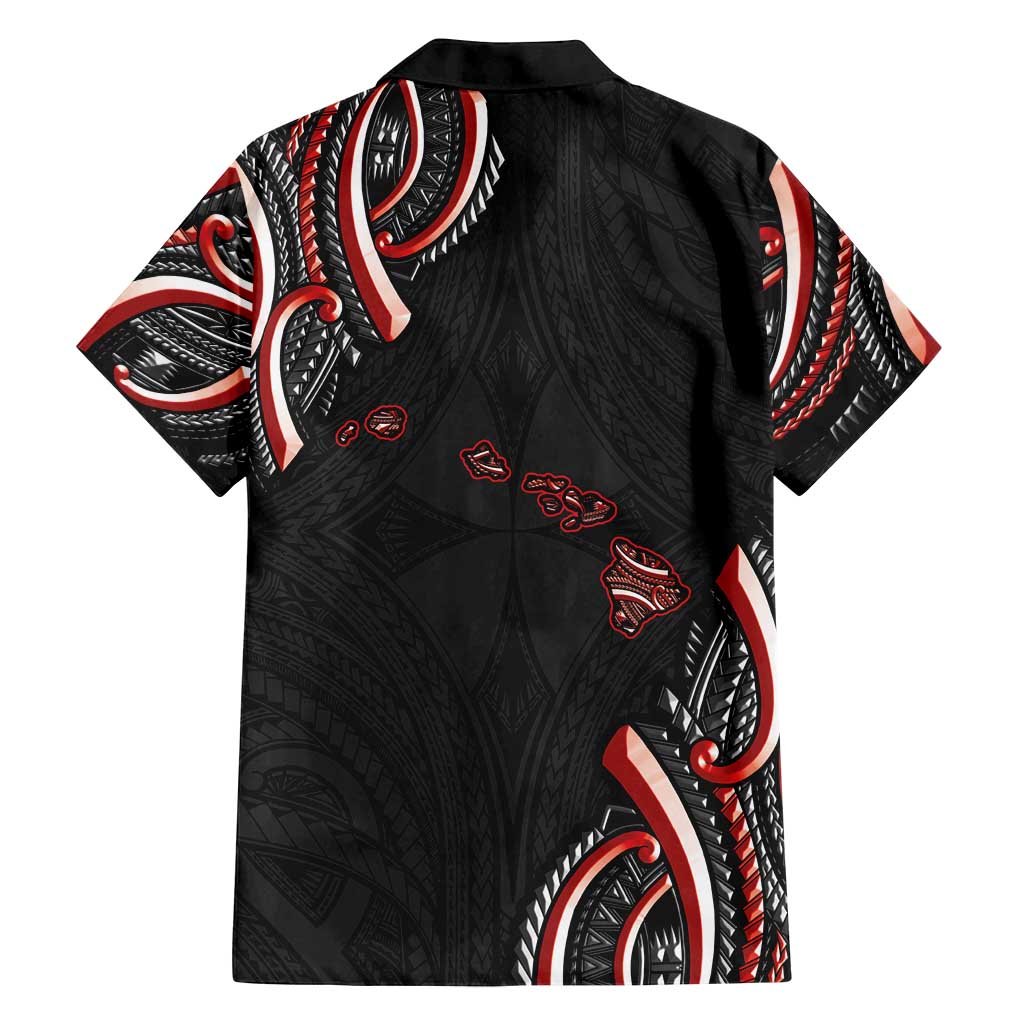 Traditional Art Hawaiian Kakau Tattoos Family Matching Off Shoulder Short Dress and Hawaiian Shirt Red Color LT03 - Polynesian Pride