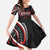 Traditional Art Hawaiian Kakau Tattoos Family Matching Short Sleeve Bodycon Dress and Hawaiian Shirt Red Color - Polynesian Pride