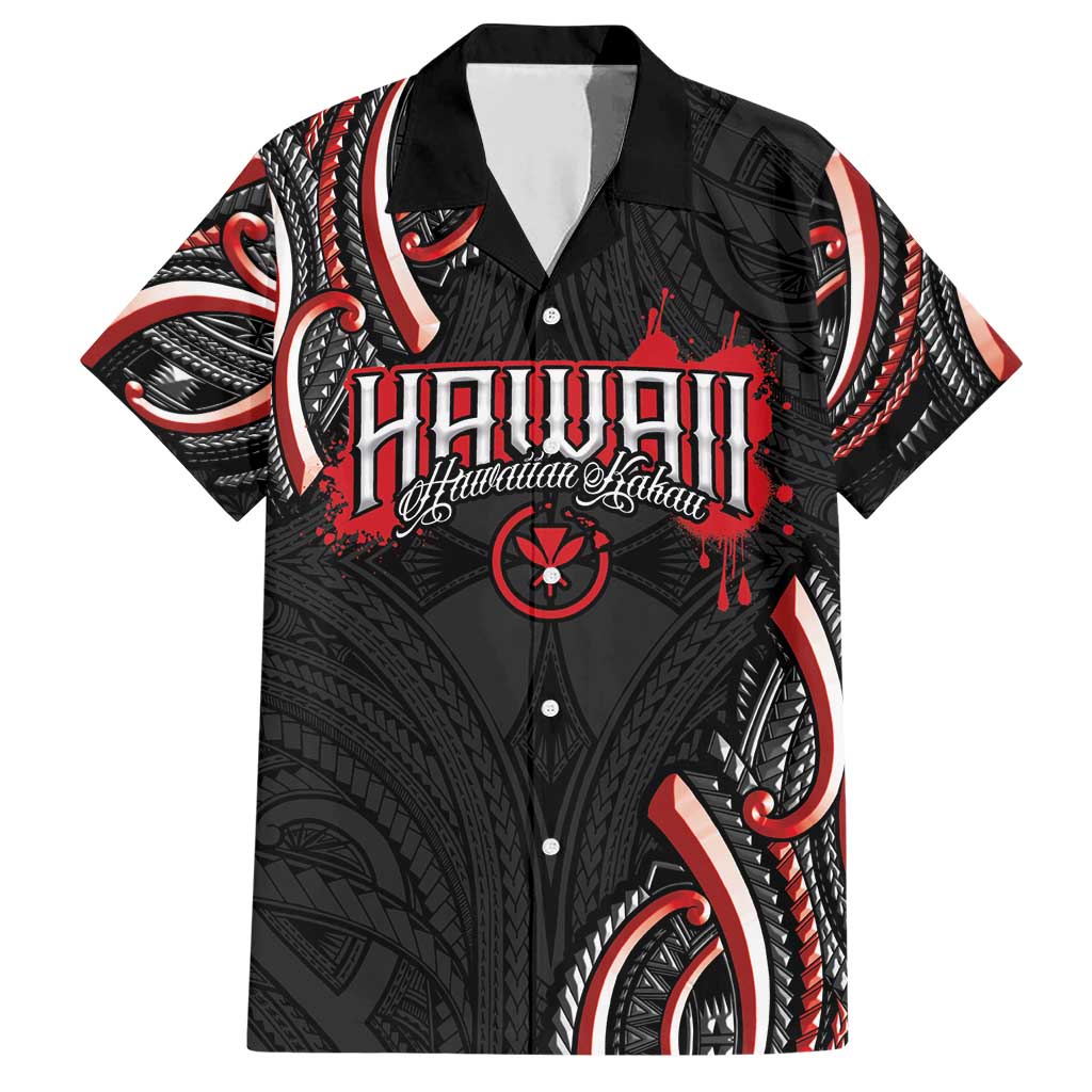 Traditional Art Hawaiian Kakau Tattoos Family Matching Short Sleeve Bodycon Dress and Hawaiian Shirt Red Color LT03 Dad's Shirt - Short Sleeve Red - Polynesian Pride