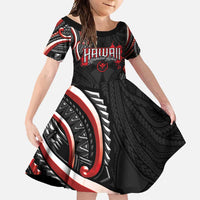 Traditional Art Hawaiian Kakau Tattoos Family Matching Summer Maxi Dress and Hawaiian Shirt Red Color LT03 Daughter's Dress Red - Polynesian Pride