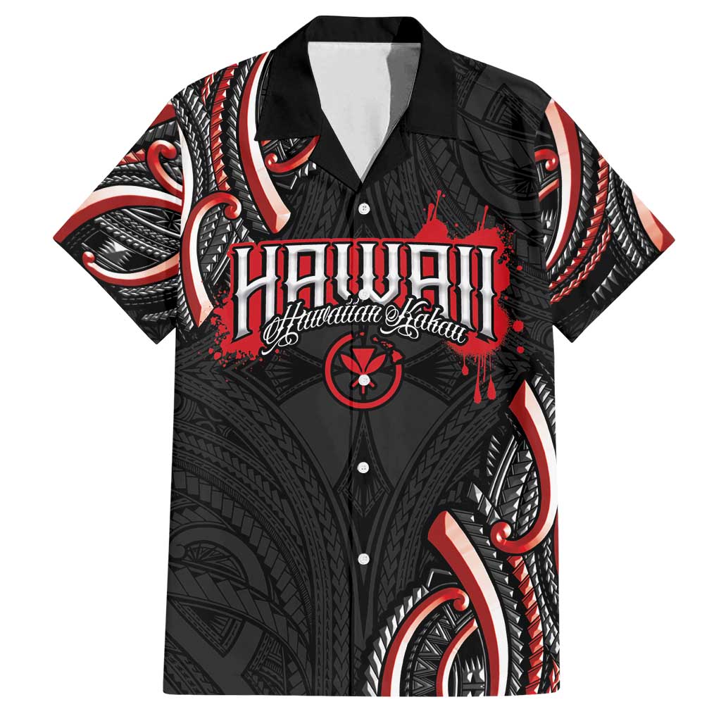 Traditional Art Hawaiian Kakau Tattoos Family Matching Summer Maxi Dress and Hawaiian Shirt Red Color LT03 Dad's Shirt - Short Sleeve Red - Polynesian Pride