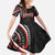 Traditional Art Hawaiian Kakau Tattoos Kid Short Sleeve Dress Red Color - Polynesian Pride