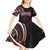 Traditional Art Hawaiian Kakau Tattoos Kid Short Sleeve Dress Red Color - Polynesian Pride