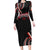 Traditional Art Hawaiian Kakau Tattoos Long Sleeve Bodycon Dress Red Color - Polynesian Pride