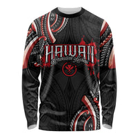 Traditional Art Hawaiian Kakau Tattoos Long Sleeve Shirt Red Color - Polynesian Pride