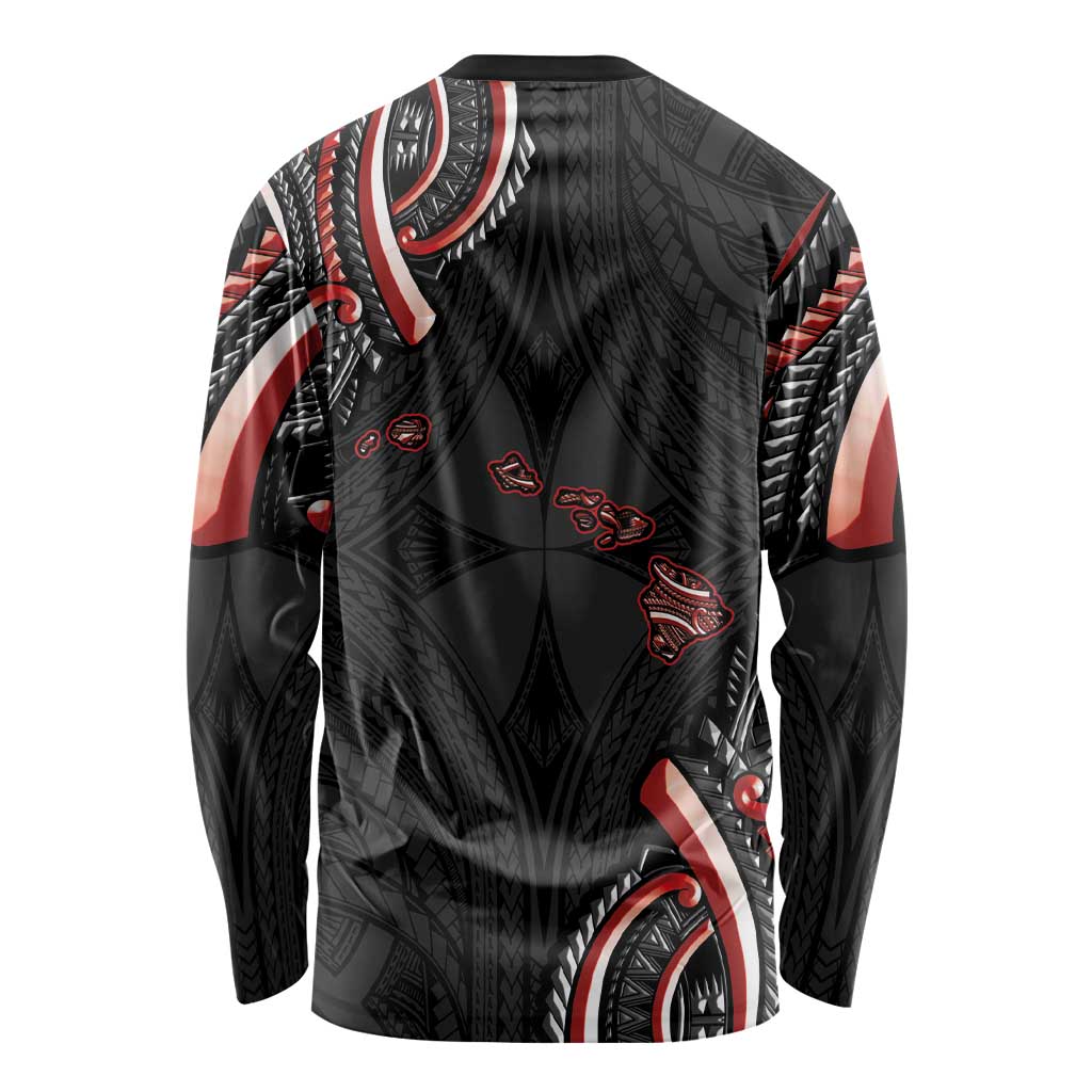 Traditional Art Hawaiian Kakau Tattoos Long Sleeve Shirt Red Color - Polynesian Pride