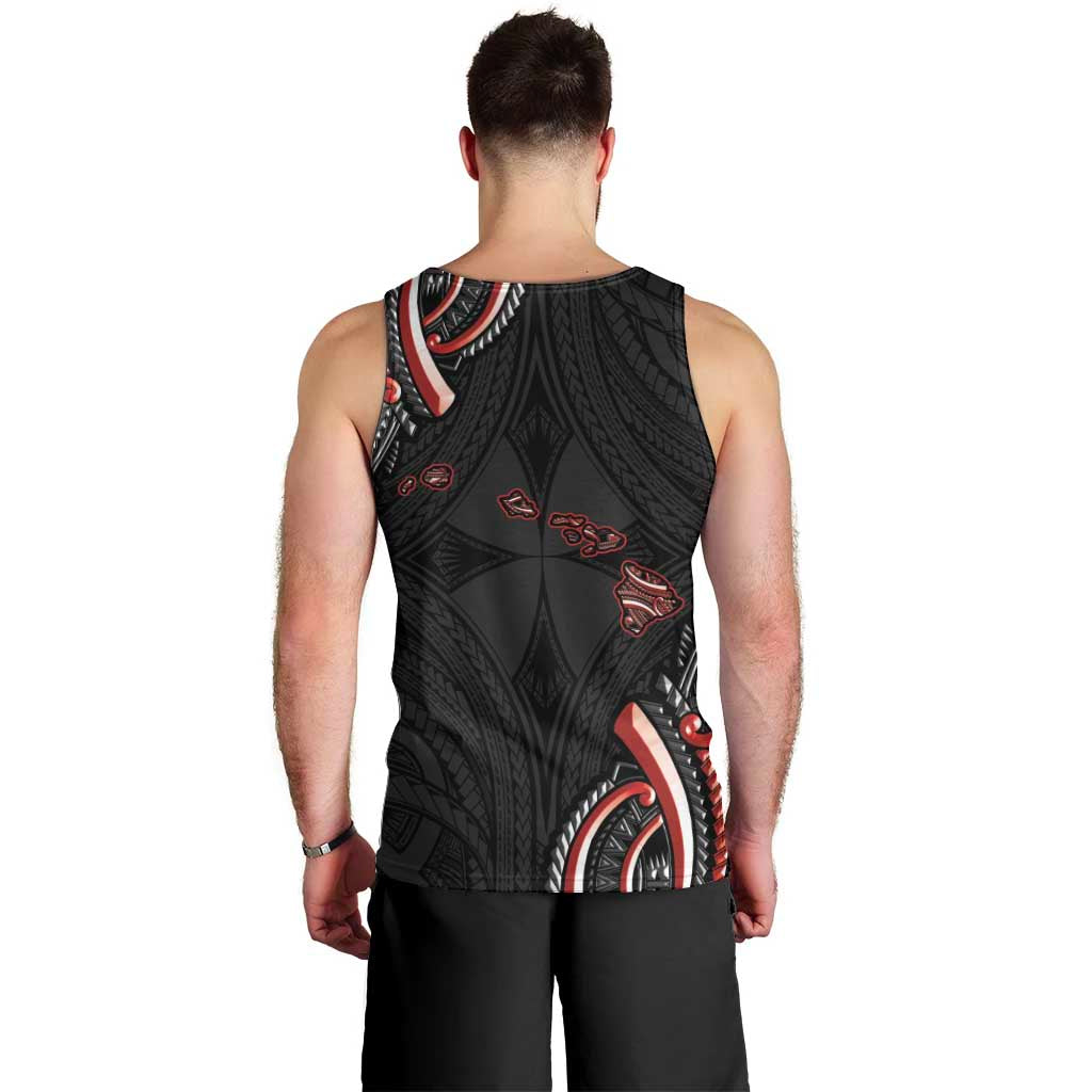 Traditional Art Hawaiian Kakau Tattoos Men Tank Top Red Color - Polynesian Pride