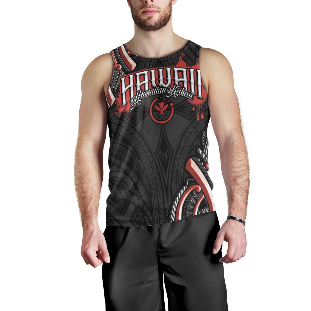 Traditional Art Hawaiian Kakau Tattoos Men Tank Top Red Color - Polynesian Pride