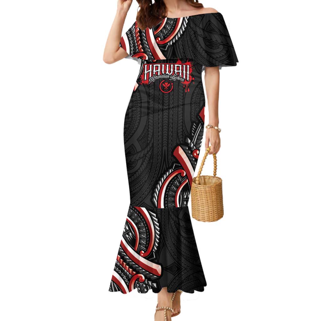 Traditional Art Hawaiian Kakau Tattoos Mermaid Dress Red Color - Polynesian Pride