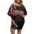 Traditional Art Hawaiian Kakau Tattoos Off Shoulder Short Dress Red Color - Polynesian Pride