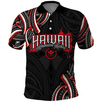 Traditional Art Hawaiian Kakau Tattoos Polo Shirt Red Color - Polynesian Pride