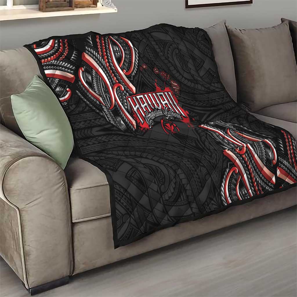 Traditional Art Hawaiian Kakau Tattoos Quilt Red Color - Polynesian Pride