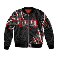 Traditional Art Hawaiian Kakau Tattoos Sleeve Zip Bomber Jacket Red Color - Polynesian Pride