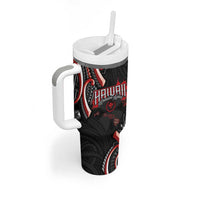Traditional Art Hawaiian Kakau Tattoos Tumbler With Handle Red Color - Polynesian Pride