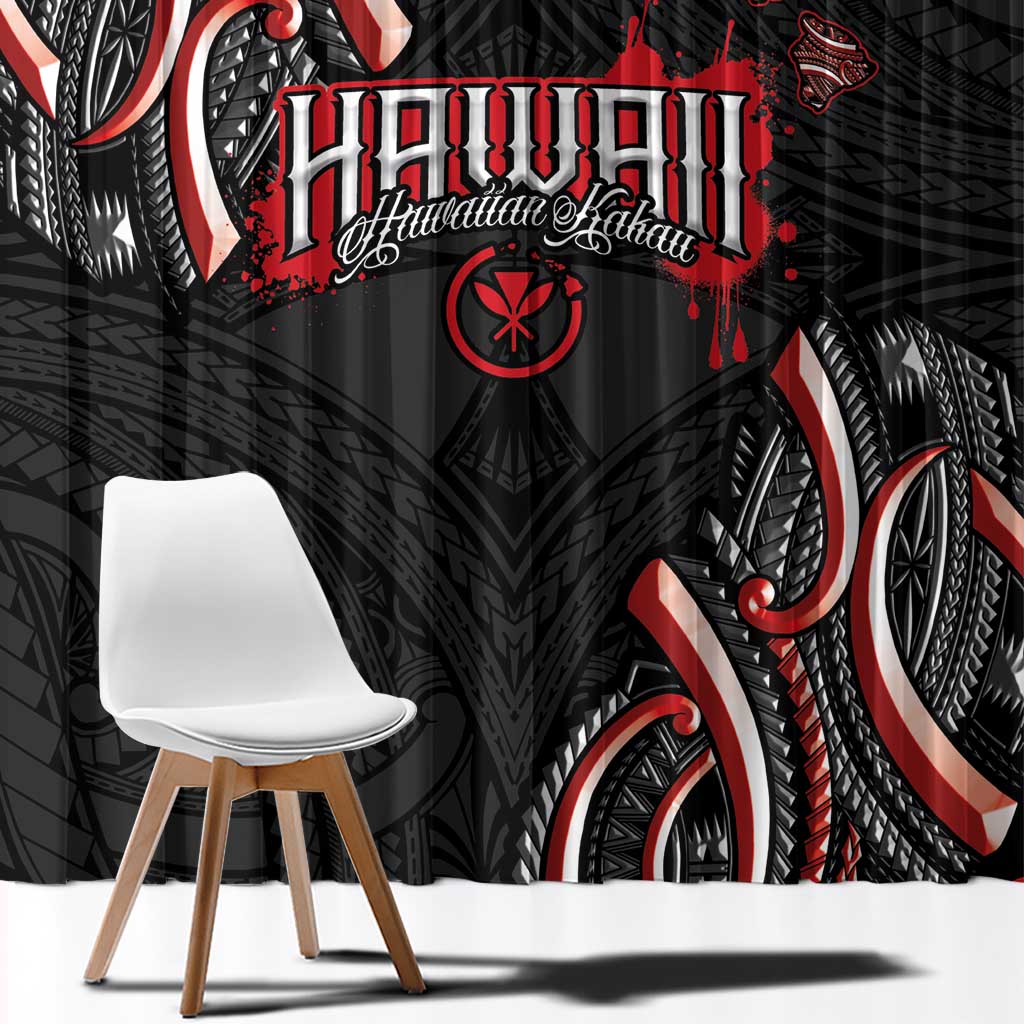 Traditional Art Hawaiian Kakau Tattoos Window Curtain Red Color - Polynesian Pride