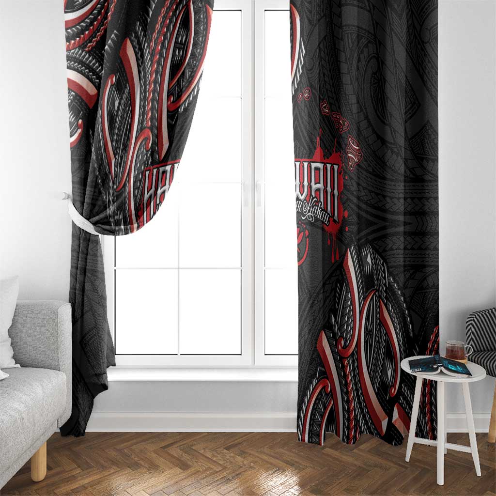 Traditional Art Hawaiian Kakau Tattoos Window Curtain Red Color - Polynesian Pride