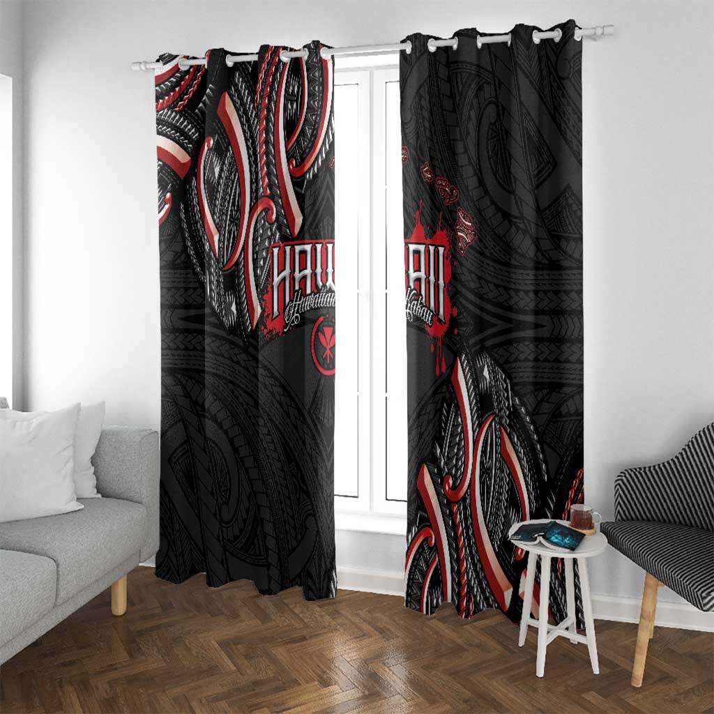 Traditional Art Hawaiian Kakau Tattoos Window Curtain Red Color - Polynesian Pride