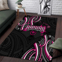 Traditional Art Hawaiian Kakau Tattoos Area Rug Pink Color - Polynesian Pride