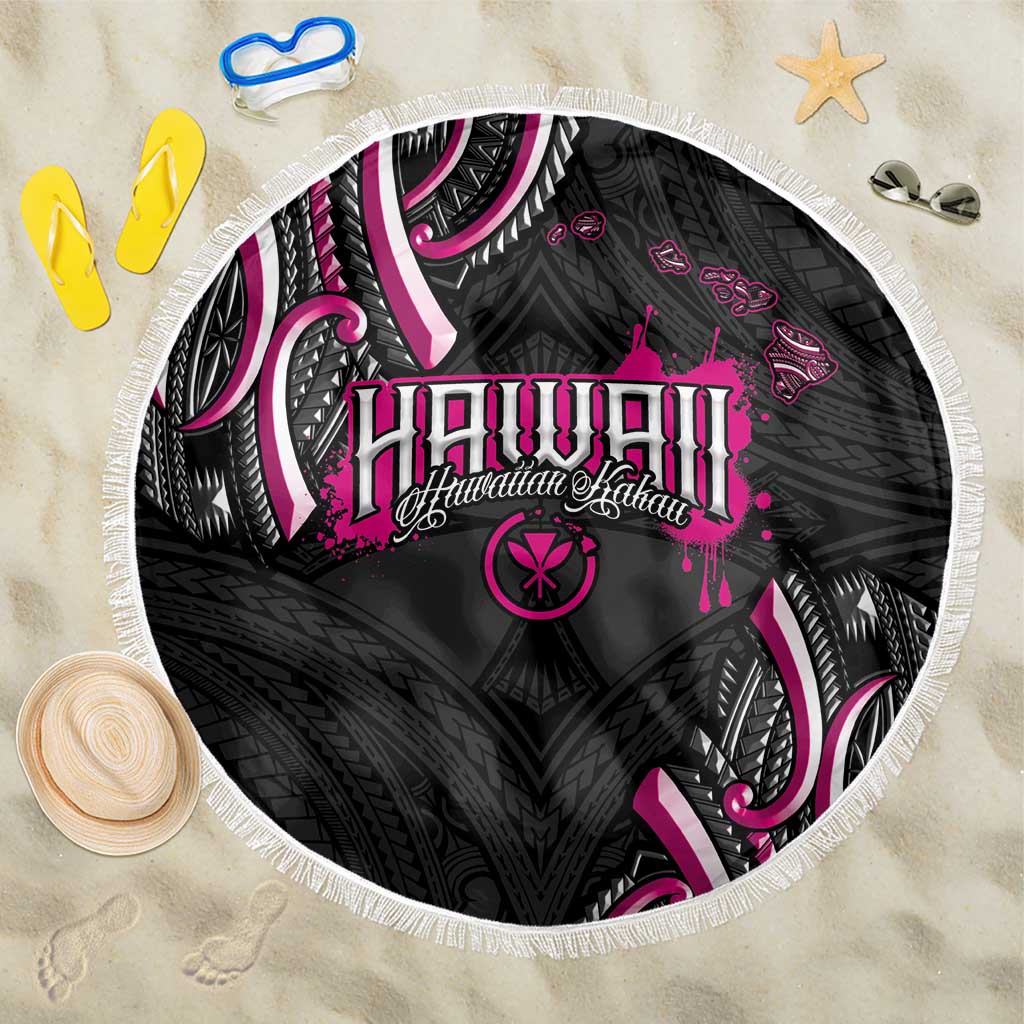 Traditional Art Hawaiian Kakau Tattoos Beach Blanket Pink Color - Polynesian Pride