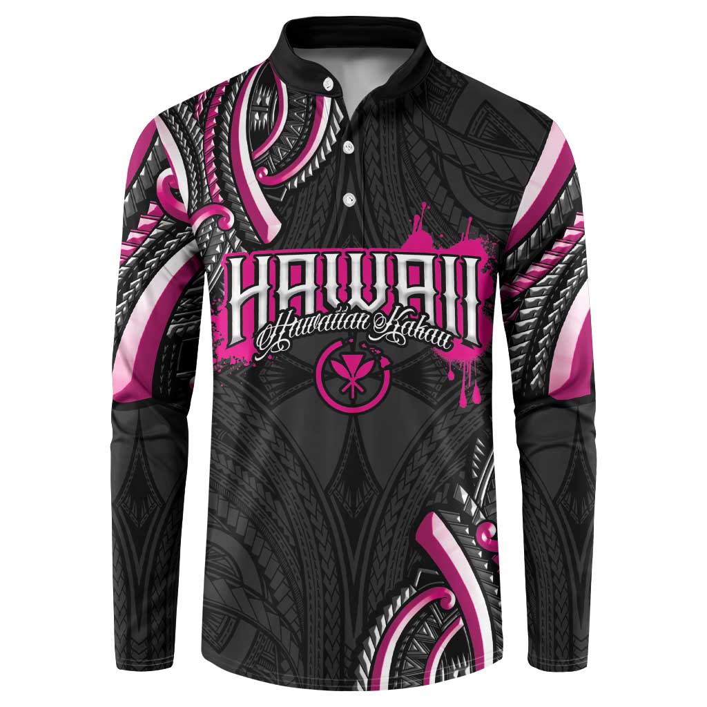 Traditional Art Hawaiian Kakau Tattoos Button Sweatshirt Pink Color - Polynesian Pride