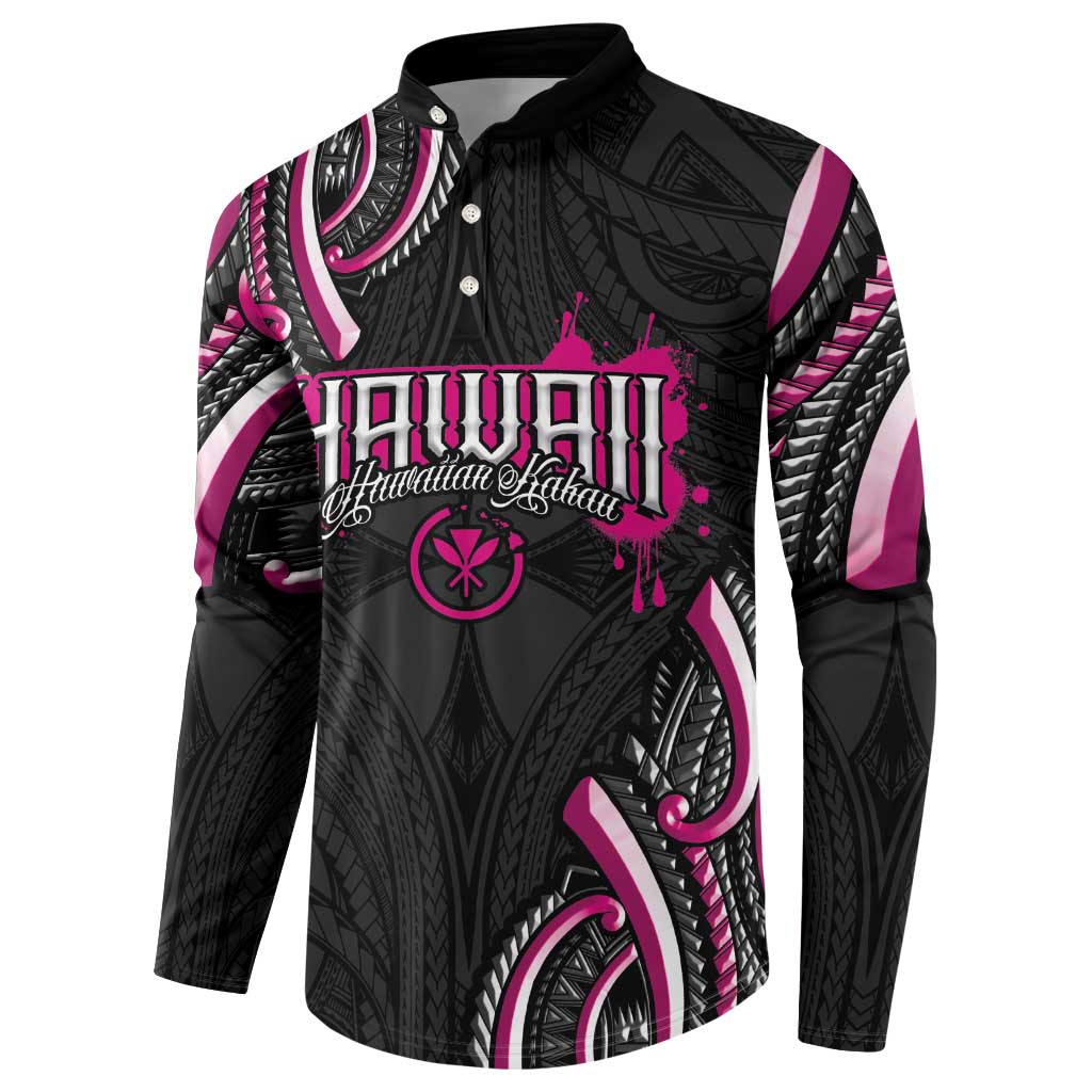 Traditional Art Hawaiian Kakau Tattoos Button Sweatshirt Pink Color - Polynesian Pride