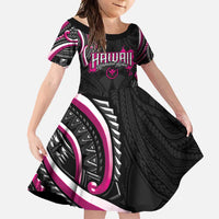 Traditional Art Hawaiian Kakau Tattoos Family Matching Mermaid Dress and Hawaiian Shirt Pink Color LT03 Daughter's Dress Pink - Polynesian Pride