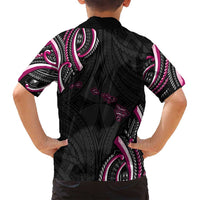 Traditional Art Hawaiian Kakau Tattoos Family Matching Off Shoulder Maxi Dress and Hawaiian Shirt Pink Color LT03 - Polynesian Pride