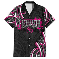 Traditional Art Hawaiian Kakau Tattoos Family Matching Off Shoulder Short Dress and Hawaiian Shirt Pink Color LT03 Dad's Shirt - Short Sleeve Pink - Polynesian Pride