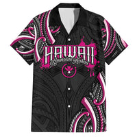 Traditional Art Hawaiian Kakau Tattoos Family Matching Short Sleeve Bodycon Dress and Hawaiian Shirt Pink Color LT03 Dad's Shirt - Short Sleeve Pink - Polynesian Pride