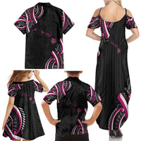Traditional Art Hawaiian Kakau Tattoos Family Matching Summer Maxi Dress and Hawaiian Shirt Pink Color LT03 - Polynesian Pride
