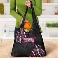 Traditional Art Hawaiian Kakau Tattoos Grocery Bag Pink Color - Polynesian Pride