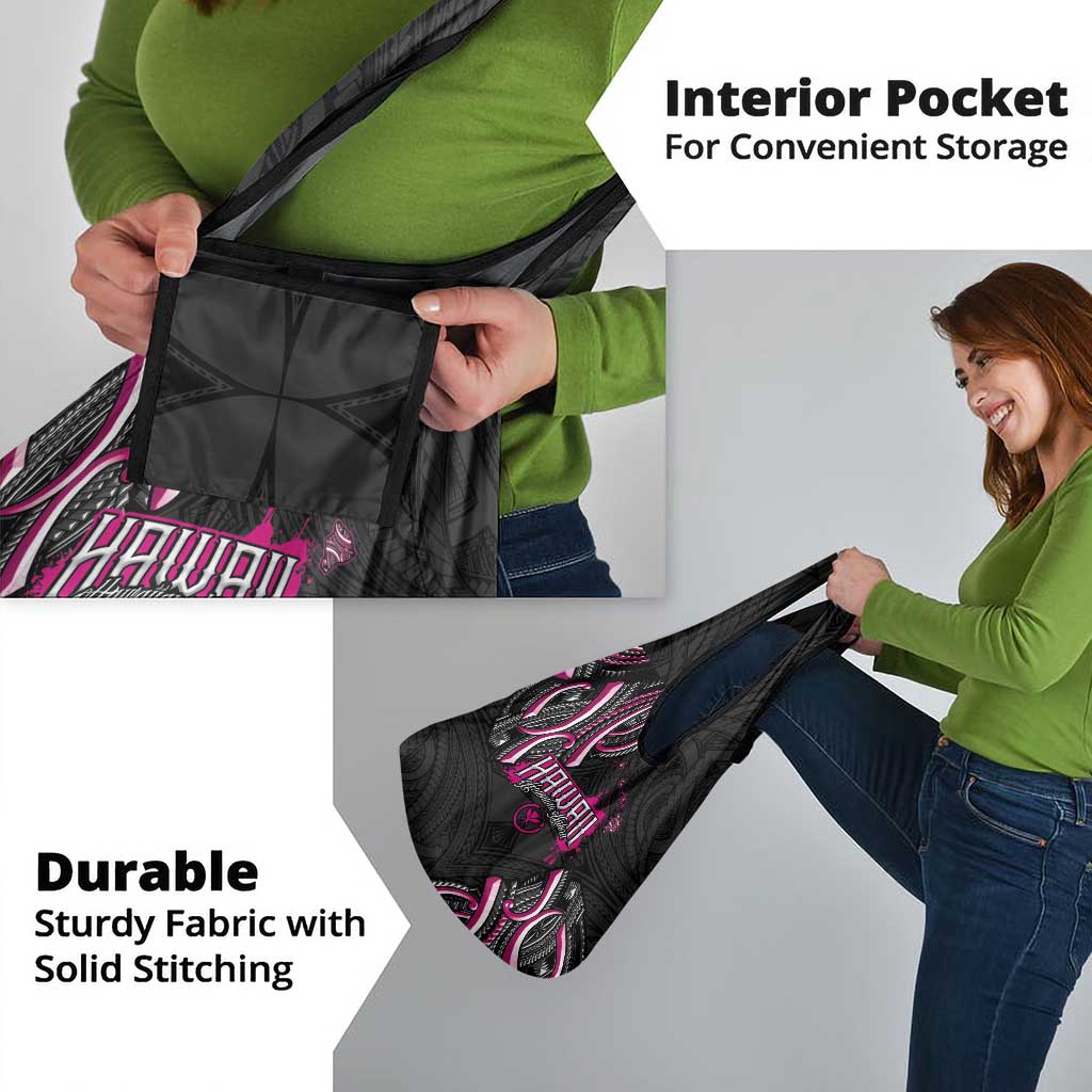 Traditional Art Hawaiian Kakau Tattoos Grocery Bag Pink Color - Polynesian Pride