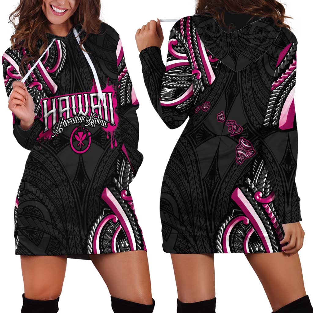 Traditional Art Hawaiian Kakau Tattoos Hoodie Dress Pink Color - Polynesian Pride