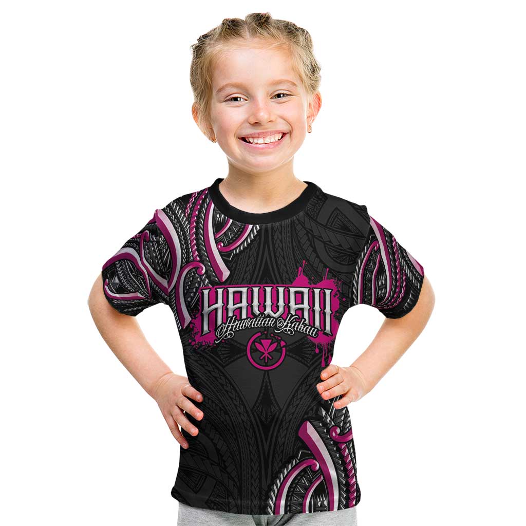 Traditional Art Hawaiian Kakau Tattoos Kid T Shirt Pink Color - Polynesian Pride